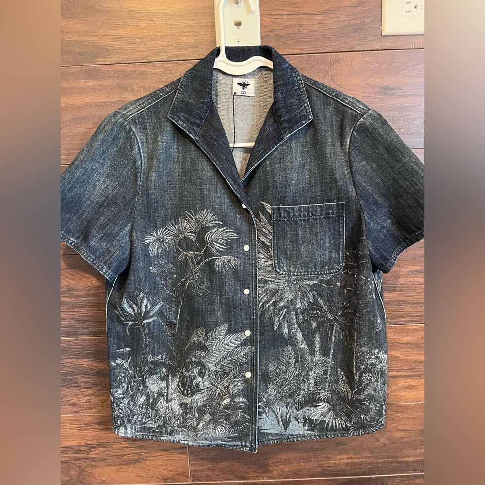 Cristian Dior Women’s Tropicalia Denim Printed Shirt Size 6